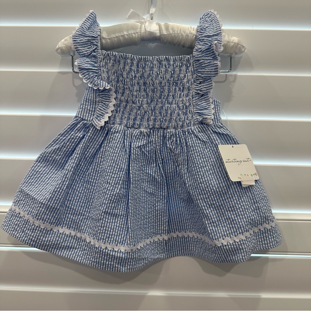 Baby girl Starting out dress Blue Striped Kids Dress